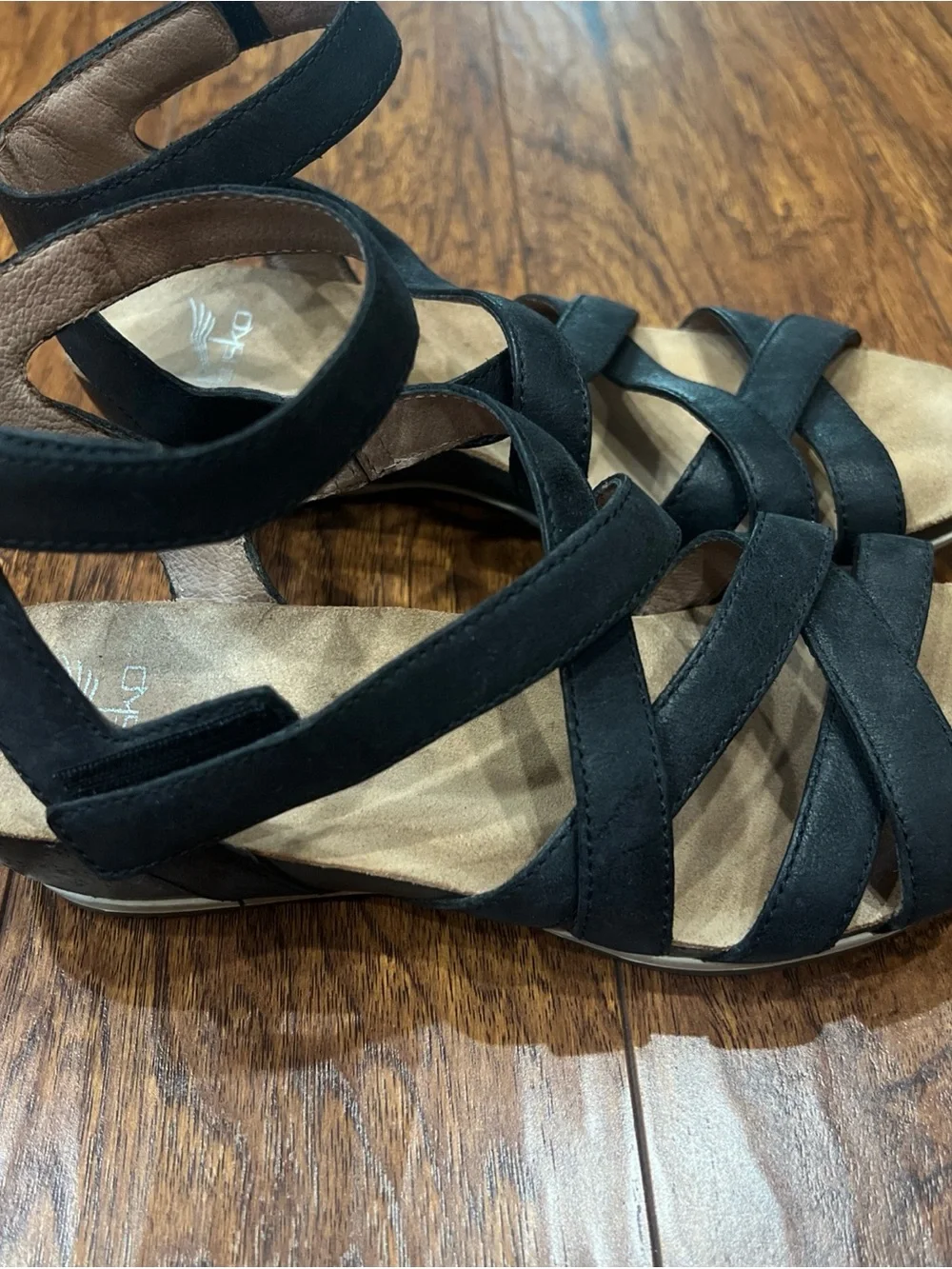 Dansko Black Leather Strappy Ankle Sandals Wedges Womens SZ 37